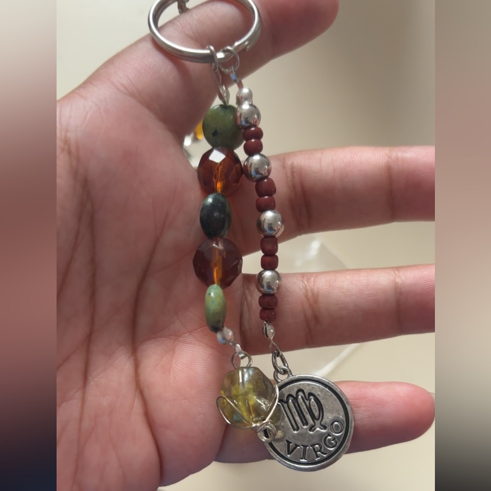 Virgo Zodiac Keychain with Beads